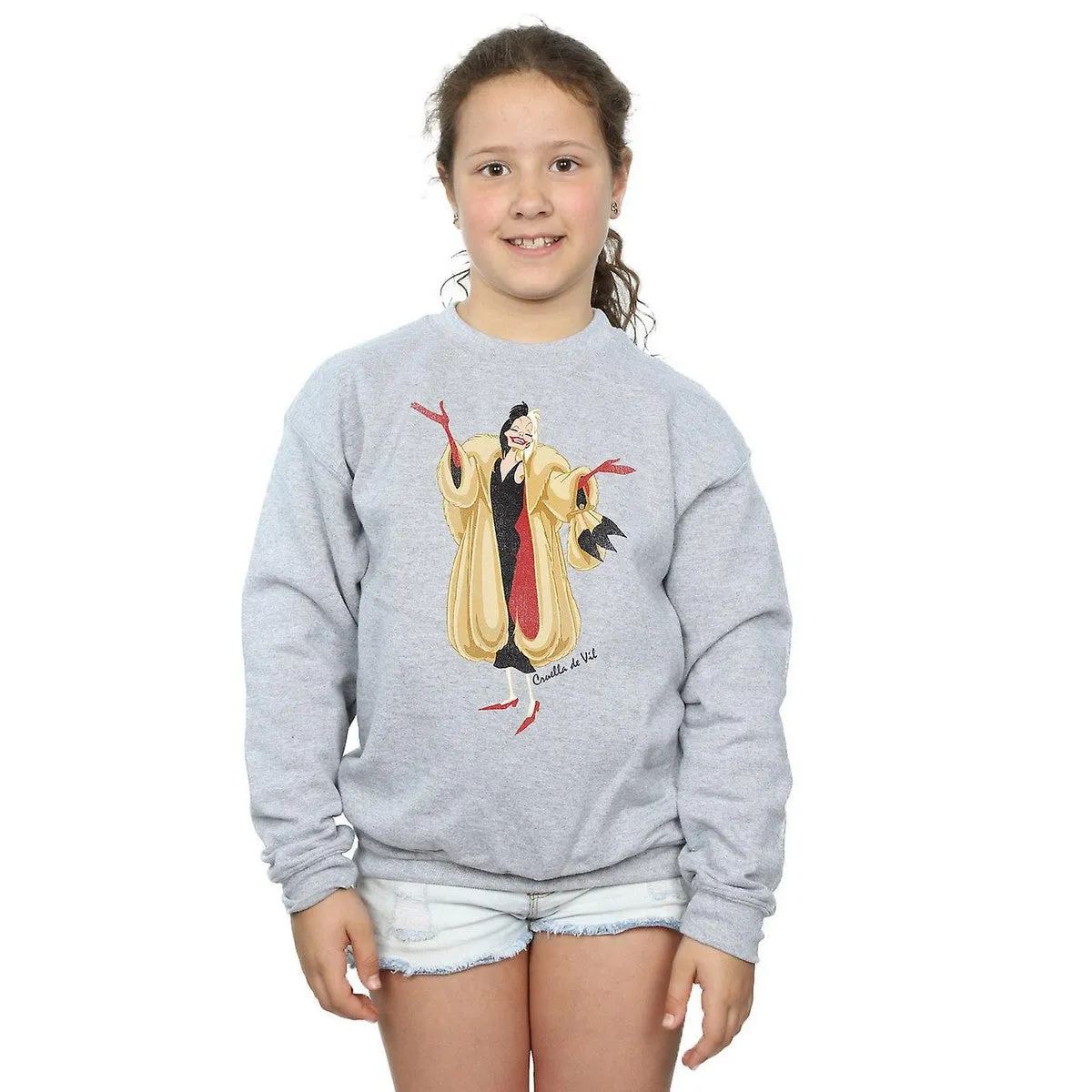 101 Dalmatians Girls Classic Cruella De Vil Heather Sweatshirt