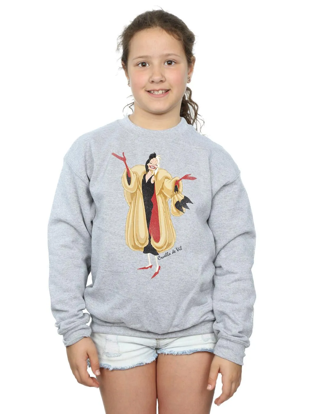 101 Dalmatians Girls Classic Cruella De Vil Heather Sweatshirt