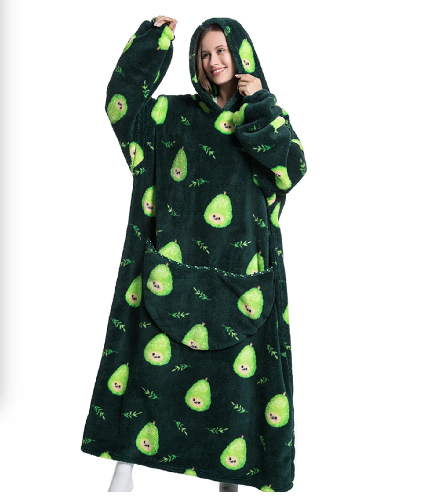 Adult Oversized Wearable Blanket Hoodie-Avcado