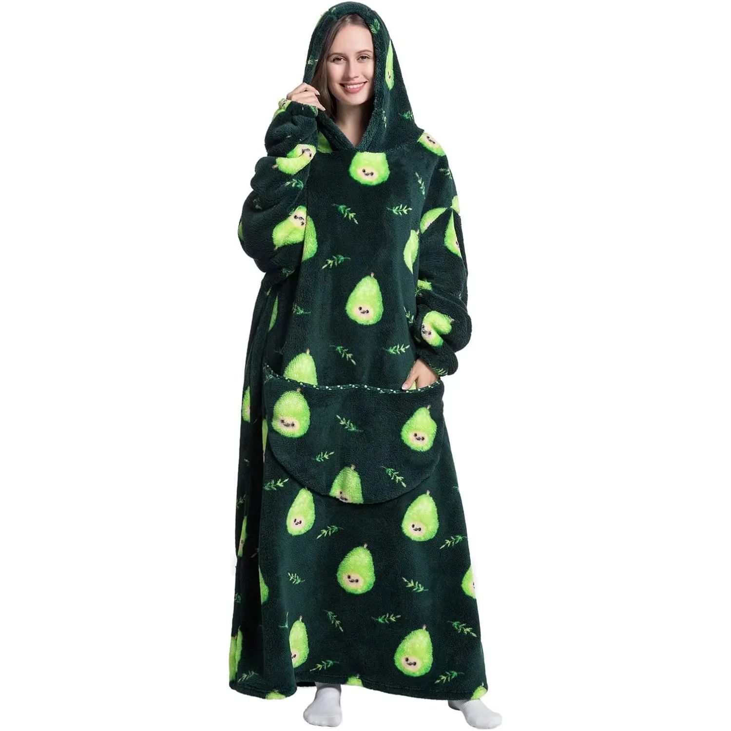 Adult Oversized Wearable Blanket Hoodie-Avcado