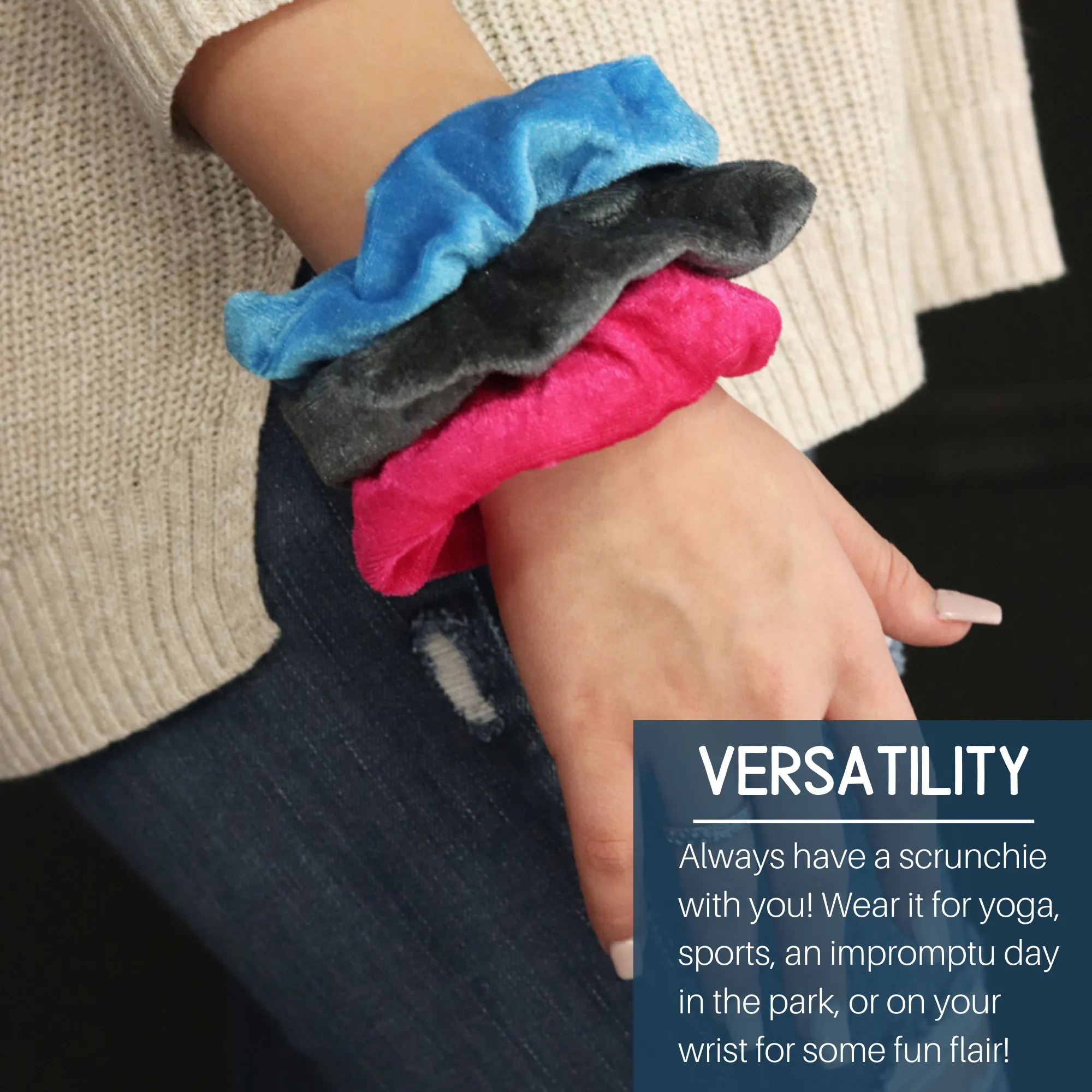 Bright Velvet Scrunchies - 12 Pack