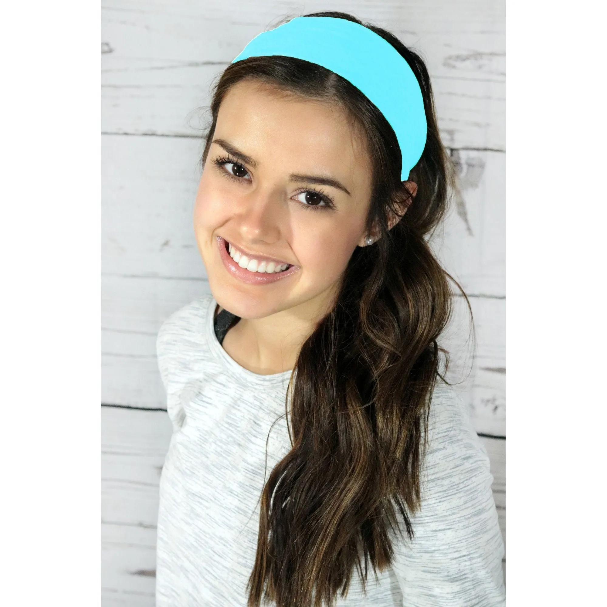 Light Blue Cotton Headbands - 12 Pack