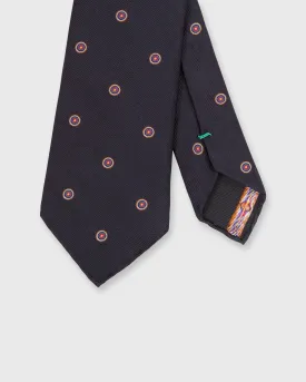 Silk Club Tie in Dark Navy Bullseye