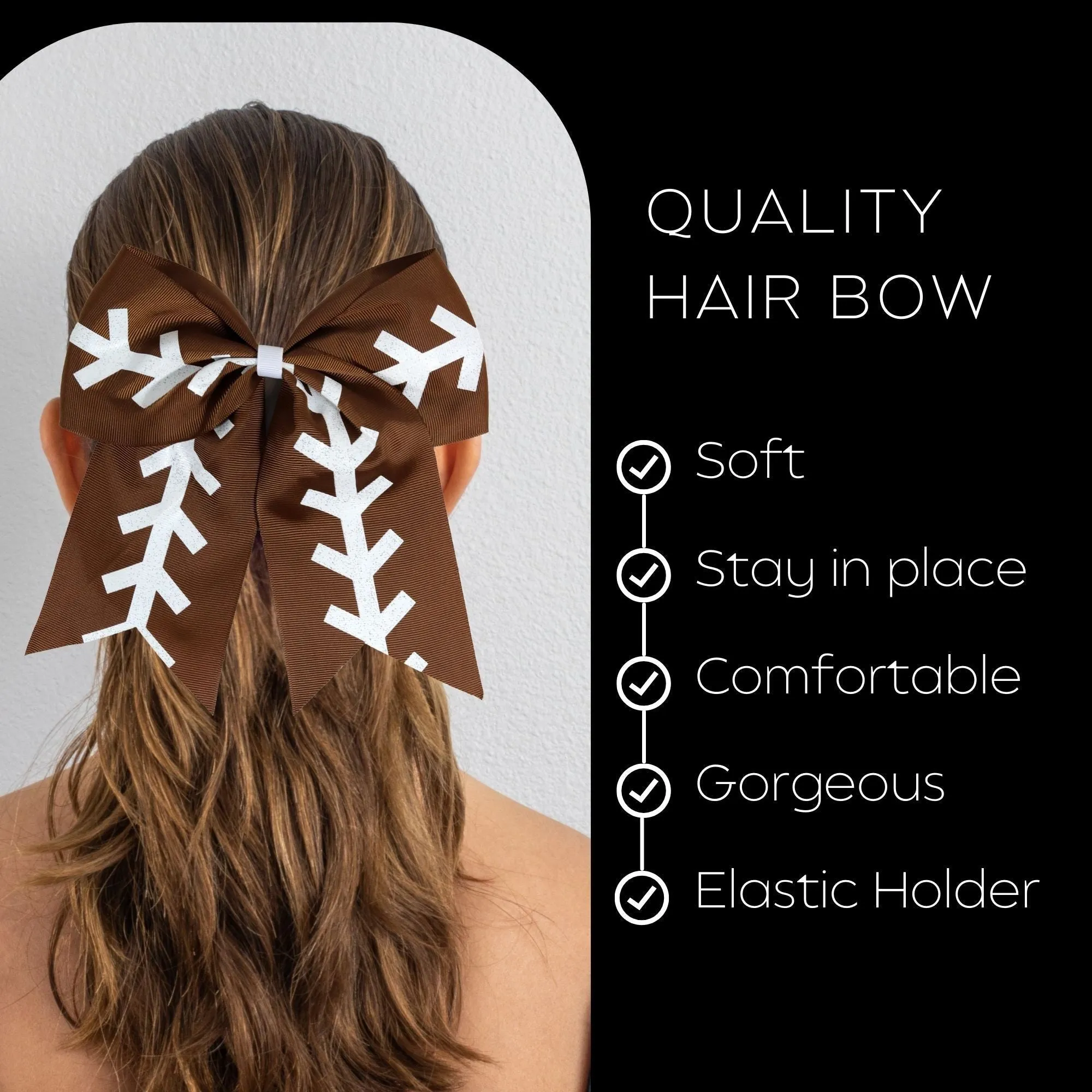 Sports Bows for Girls Large Hair Bows with Ponytail Holder Softball Volleyball Basketball Soccer Ribbon