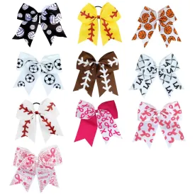 Sports Bows for Girls Large Hair Bows with Ponytail Holder Softball Volleyball Basketball Soccer Ribbon