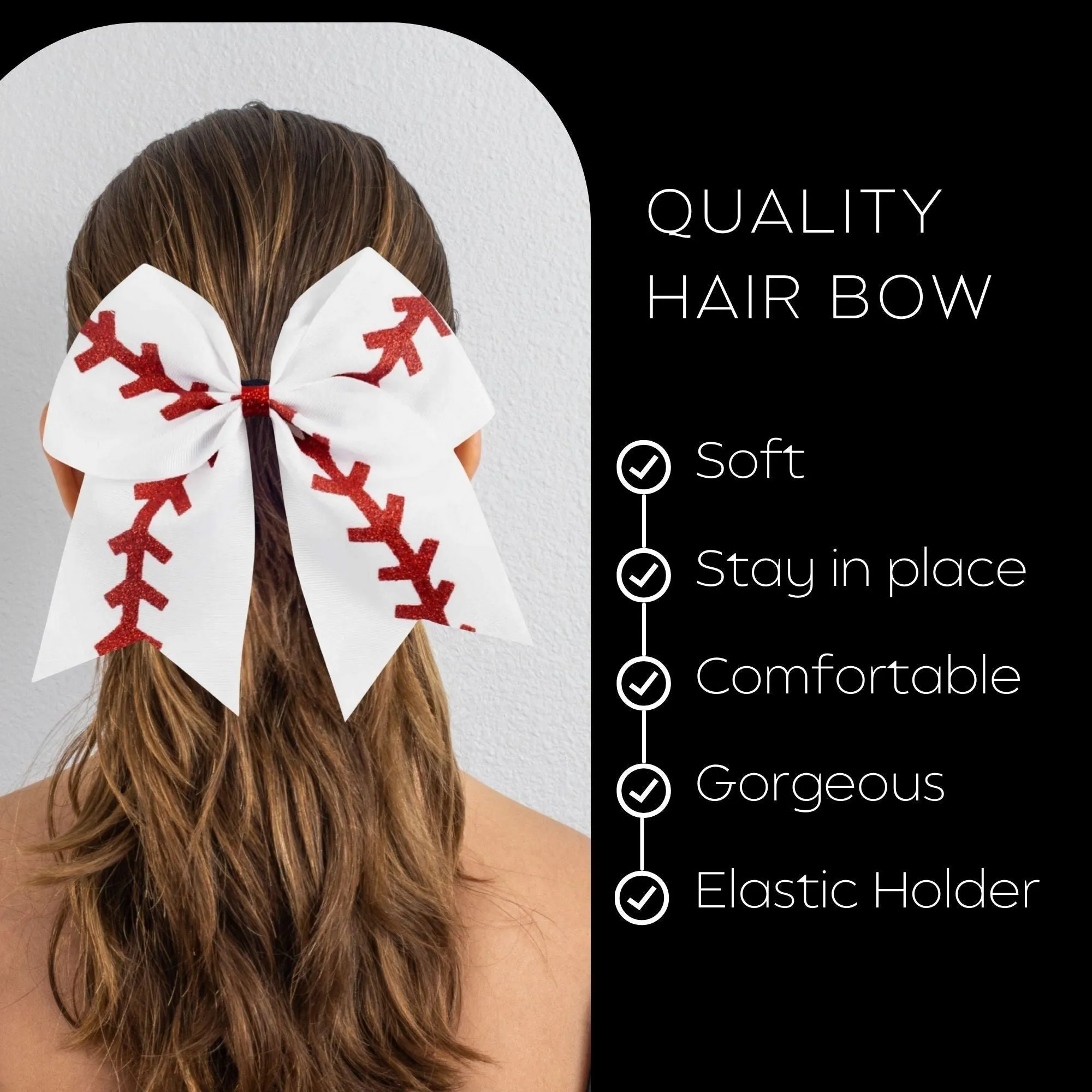 Sports Bows for Girls Large Hair Bows with Ponytail Holder Softball Volleyball Basketball Soccer Ribbon