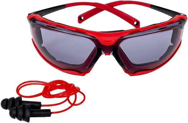 StealthX Indoor/Outdoor Safety Sunglasses with Corded Ear Plugs, Anti-Fog