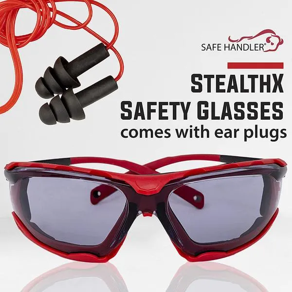 StealthX Indoor/Outdoor Safety Sunglasses with Corded Ear Plugs, Anti-Fog